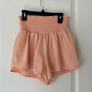 Offline Aerie Smocked High Waisted Medium Peach Orange Shorts